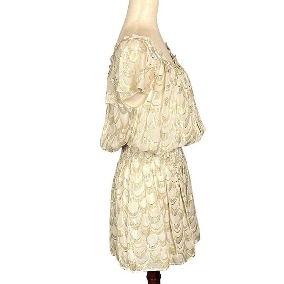 Rachel Zoe Frankie Metallic Silk Chiffon Grecian Peasant Mini Dress 4 - Picture 9 of 12